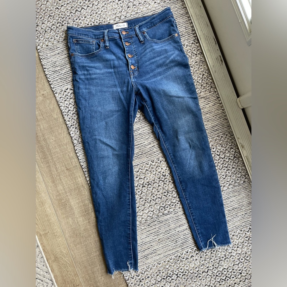 MADEWELL | 9 inch mid-rise skinny button-front jeans | 10/30 | 9”